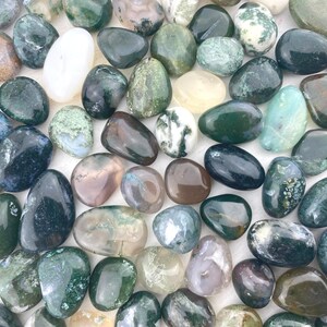 Moss agate tumble stone - moss agate stone - high quality moss agate - natural tumbled moss agate crystal - 0.5" - 1" moss agate tumbled
