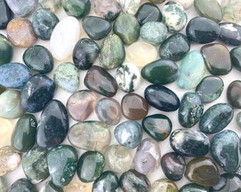 Moss agate tumble stone - moss agate stone - high quality moss agate - natural tumbled moss agate crystal - 0.5" - 1" moss agate tumbled