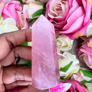 Rose Quartz  Tower - 2.8” Rose Quartz Generator - High Quality Rose Quartz Crystal Tower - Rose Quartz Point - Grade A Rose Quartz Obelisk