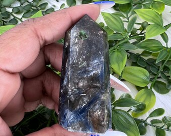 Blue Kyanite Tower - High Quality Blue Kyanite Generator - 70g Blue Kyanite Point - 2.4" Blue Kyanite Obelisk - Polished Blue Kyanite Wand