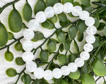 Selenite bracelet - 8mm selenite gemstone bracelet - white selenite crystal bracelet - natural selenite beaded bracelet - selenite jewelry