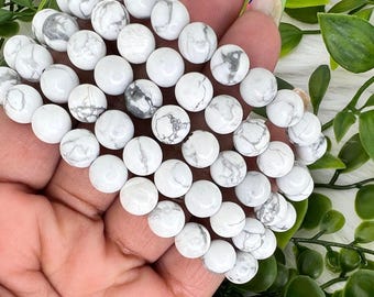 Howlite bracelet - 8mm howlite gemstone bracelet - white howlite crystal bracelet - natural howlite beaded bracelet - howlite jewelry