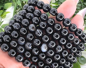 Black Agate Bracelet - 8MM Black Sardonyx Bracelet - Black Agate Beaded Gemstone Bracelet - Sardonyx Beaded Bracelet - 8MM Black Agate Beads