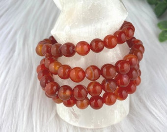 Carnelian bracelet - 8mm carnelian bracelet - carnelian agate jewelry - crystal bracelet - carnelian beads - sacral chakra - energy healing