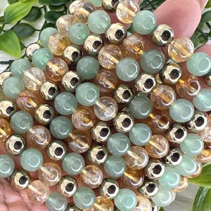 Money bracelet - 8mm attract money gemstone bracelet - prosperity bracelet - pyrite bracelet - citrine bracelet - green aventurine bracelet