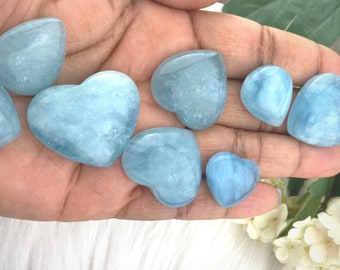 Aquamarine Hearts -  Natural Aquamarine - Aquamarine Mini Heart - High Quality - SELECT YOUR  Aquamarine Gemstone - Aquamarine Tear Drop