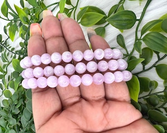 Kunzite bracelet - 7mm kunzite gemstone bracelet - grade aaa kunzite crystal bracelet - genuine kunzite bracelet - healing kunzite jewelry