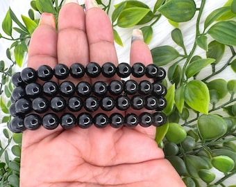 Black obsidian bracelet - 8mm black obsidian gemstone bracelet - high quality black obsidian crystal bracelet - obsidian gemstone jewelry