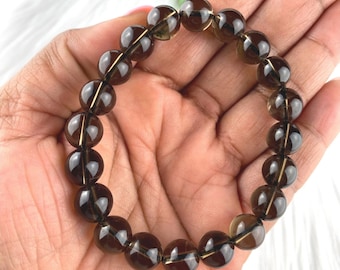 Smoky quartz bracelet - 10mm smoky quartz bracelet - 10mm protection bracelet - smoky quartz round bead bracelet - smoky quartz jewelry
