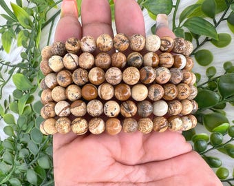 Picture jasper bracelet - 8mm picture jasper gemstone bracelet - natural picture jasper crystal bracelet - picture jasper beaded bracelet