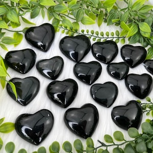 Black Obsidian Heart - Black Obsidian Heart Carving - Natural Black Obsidian Heart - Obsidian Heart - Obsidian Crystal Heart Stone - 3 Sizes
