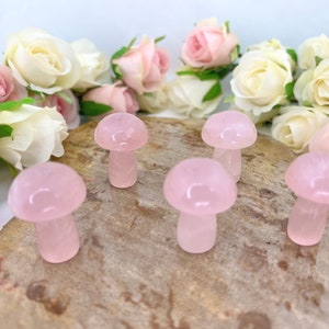 Rose quartz mushroom - rose quartz mushroom - 1.5" natural rose quartz mushroom carving - rose quartz carved mushroom - pink crystal