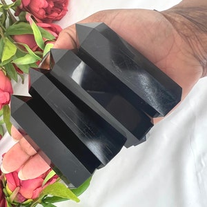 Black Obsidian Tower - 3&quot; - 3.7&quot; Black Obsidian Generator - Natural Black Obsidian - Polished Black Obsidian Point - Black Obsidian Obelisk