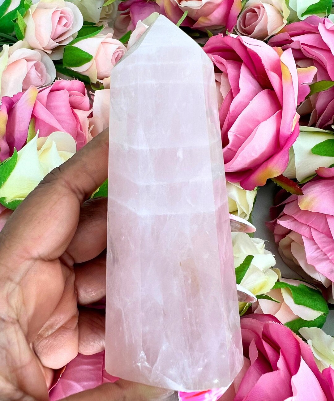 Rose Quartz Tower - 5" Rose Quartz Generator - Pretty Pink Rose Quartz ...