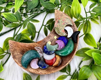 Carved mini crystal moons - intuitively selected crystal moon - one mini moon - 15+ gemstones available -  small moon - tiny moon magic
