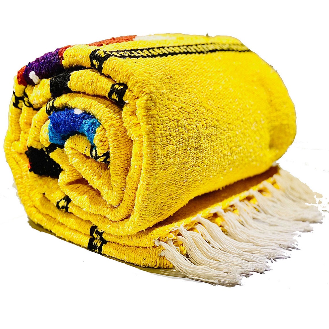 Mexican Blanket Yellow Fish Design Handwoven Throw Blanket Etsy