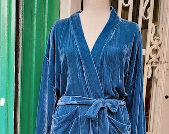 Natural Silk Velvet Night Robe/Kimono, Long Cardigan, Duster, Oversized Jacket, Various Chosen Colors and Custom Sizes for Men and Women
