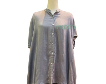 Short Sleeve Silk Linen Top, Silk and Linen Blouse for Women and Men, Big Size and Oversized Shirt