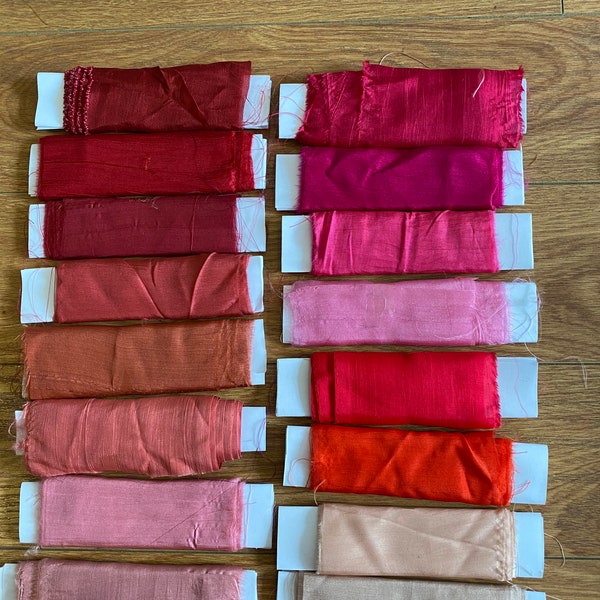 Pack of 10 Vietnam Natural Habotai Silk Ribbons 5x33"/12x85 cm, 10x33"/25x85 cm, Custom Size Habotai Silk Scraps with Hand-Torn Raw Edges