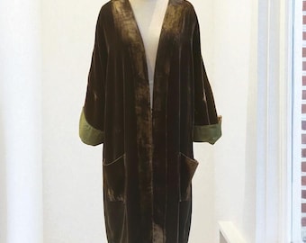 Silk Velvet Cardigan Duster: Custom Handmade Coat with Pockets
