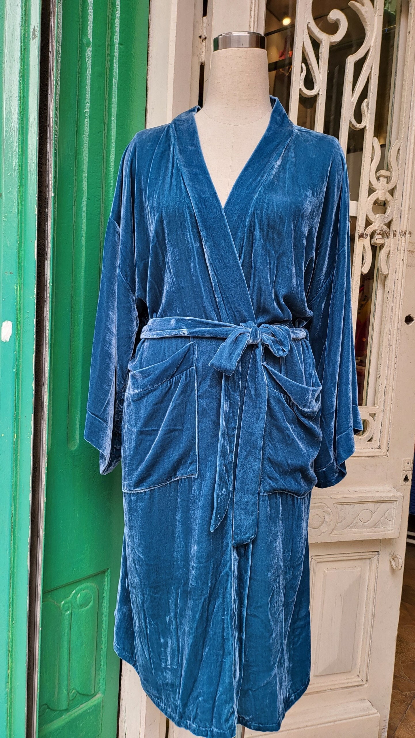 Silk velvet robe hot sale