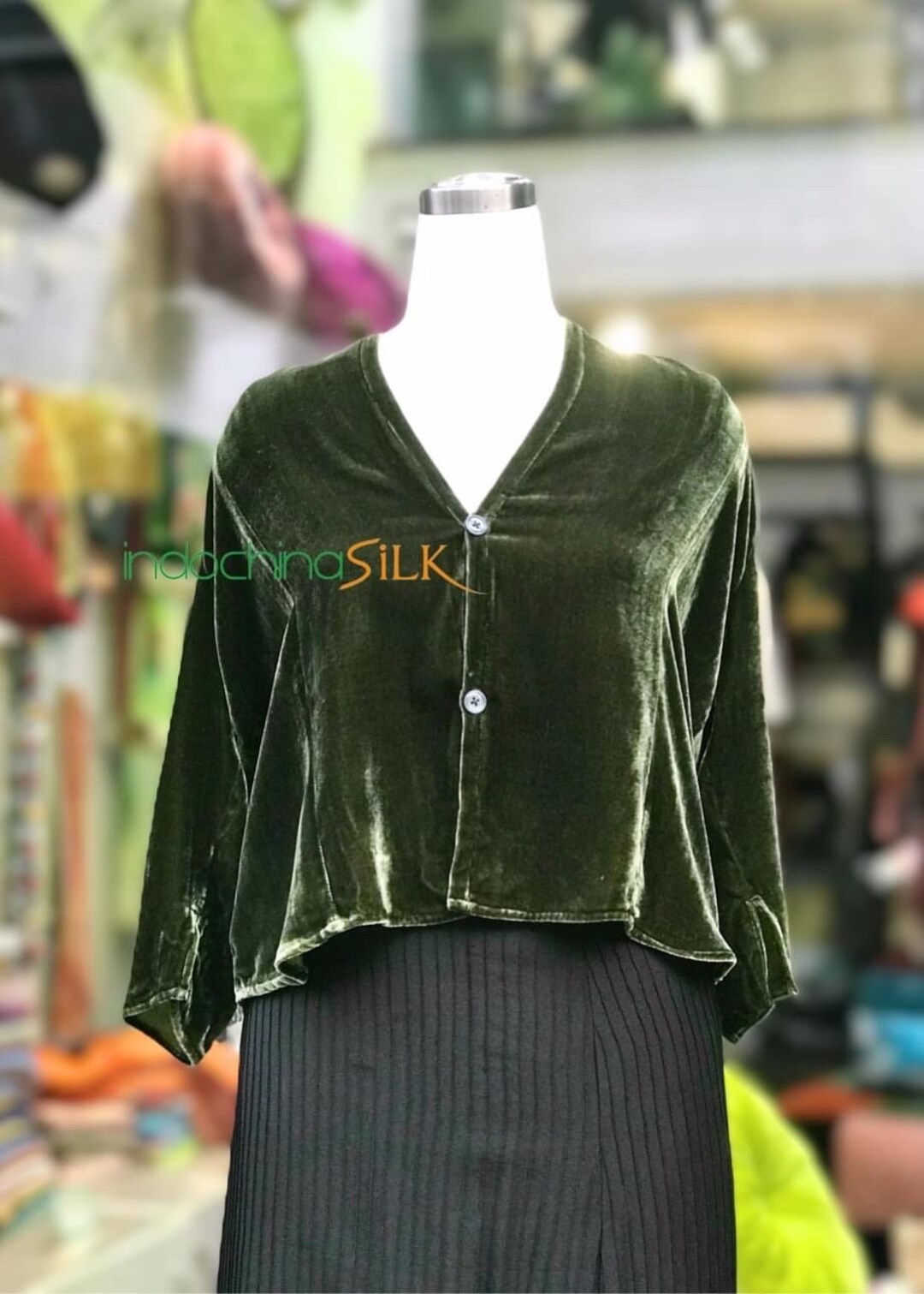 LONG SLEEVES VELVET BLOUSE main image 0
