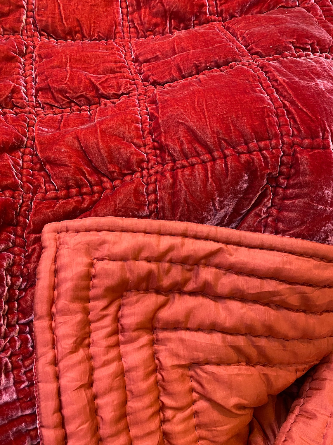 Luxury Silk Velvet Quilted Coverlet Lightweight Comforter Etsy