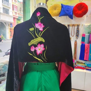 Fancy Silk Velvet Shawl, Embroidered Velvet Wrap, Big Size Scarf
