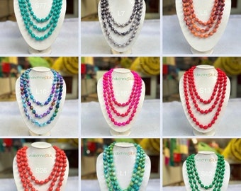 Long Necklace for Women, Silk Beaded Necklace, Handmade Fabric Necklace, Fashion Jewelry