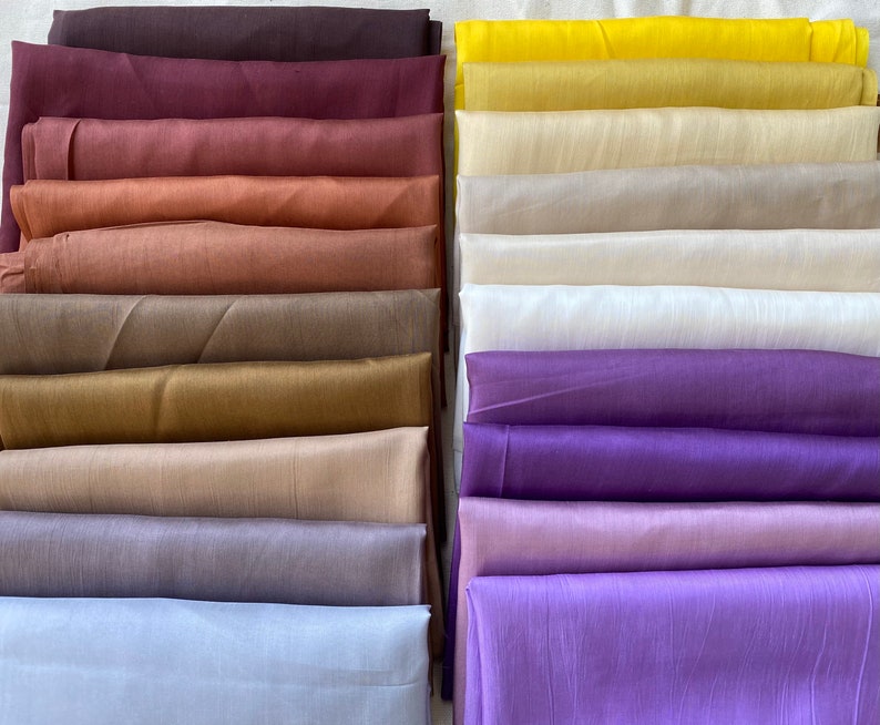 100 % Mulberry Silk Fabric by the Yard/Meter, Vietnam Natural Mulberry Silk, Pure Silk Fabric for Sleeping Wear/Clothing, Choose your colors zdjęcie 1