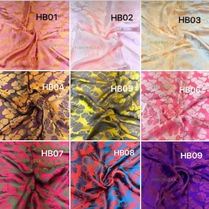 32+ Colors Satin Silk Fabric by the Yard/Meter, Vietnam Mulberry Silk Fabric, Flower Pattern Silk Fabric, Retail and Wholesale