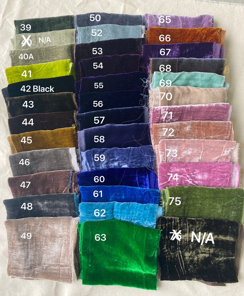 Silk Velvet Scraps 10x10/5x10/5x20/5x45/10x45, Velvet Ribbon, Velvet pieces for Craft/Doll Dress/Scrunchies/Quilting, Various Sizes zdjęcie 6