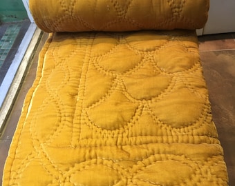 Silk Velvet Blanket, Coverlet, Bedspread, Quilt and Throw | Handmade in Vietnam | Custom Sizes & Colors Available | Arch Stitching Pattern