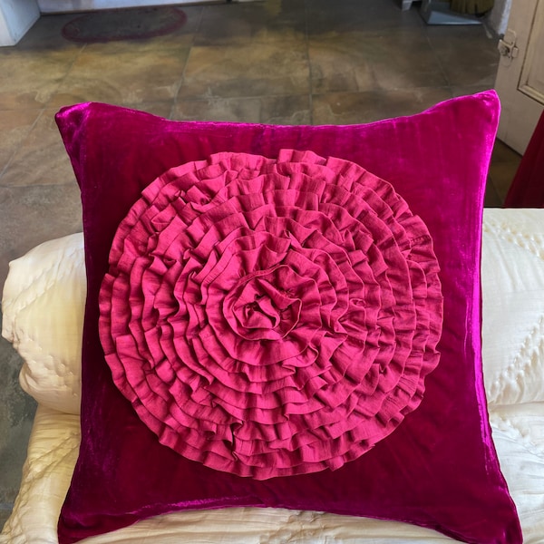 Velvet Ruffle Pillow Etsy