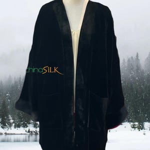 Silk Velvet Cardigan/Duster for Women, Simple Silk Velvet Coat for Female, Custom Made in Various Sizes and Colors.