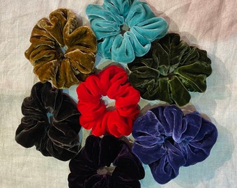 80+ Colors Silk Velvet Scrunchie, Handmade Hair Tie | Soft Velvet Hair Accessory | Thick Luxurious Scrunchy | Gift for Girls and Women