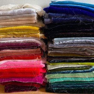 Plus de 80 couleurs de tissu velours de soie de mûrier par mètre/mètre, choisissez vos couleurs, léger, doux, lisse, duveteux, velours de soie de luxe, 45 po. de large