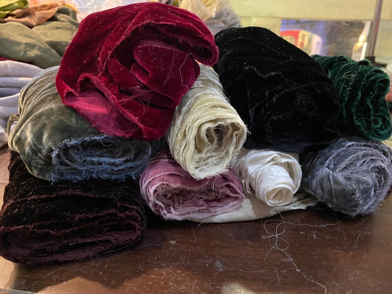 Silk Velvet Scraps 10x10/5x10/5x20/5x45/10x45, Velvet Ribbon, Velvet pieces for Craft/Doll Dress/Scrunchies/Quilting, Various Sizes zdjęcie 4