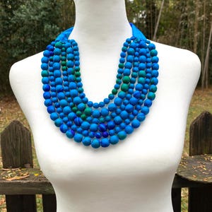 Multi-layered Silk Beaded Necklace, Multi-colored Necklace for Women, Multi-Strand Silk Beaded Necklace, Handmade and Light.