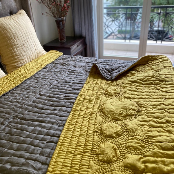 Summer Natural Silk Quilt, Vietnam Handmade Mulberry Silk Blanket/Comforter/Bedspread/Bed Cover, Cal King/King/Queen/Standard/Custom Size