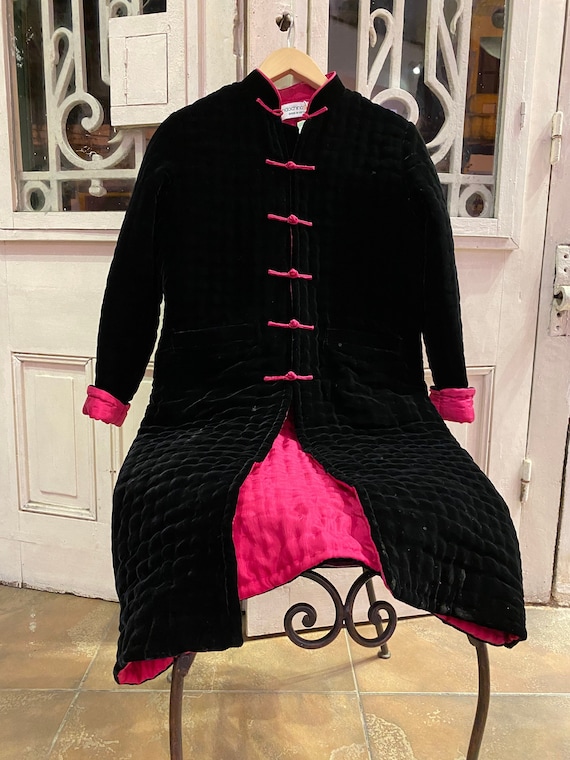 Giacca lunga di lusso in velluto di seta con colletto cinese e bottoni per  donna, cappotto cucito a mano in seta naturale, cappotto invernale  primaverile, realizzato su misura -  Italia