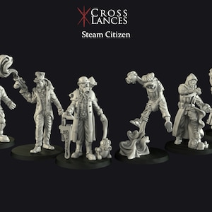 BUY2get1FREE Steampunk Adventurers Miniature 3d Print Steampunk Assasin Steampunk Captain Steampunk Scientist for DnD RPG Tabletop