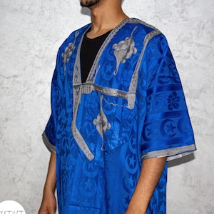 Tuareg clothing gandora with tuareg scarf , Djellaba sahraoui, tuareg scarf , tuareg dress bleu , tuareg blue men, African Tuareg Blue dress