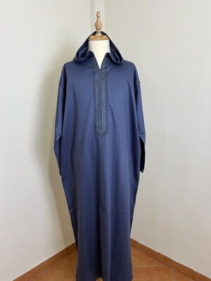 Djellaba Homme Avec Capuche - Caftan Qamis Brodé - Robe Traditionnelle Marocaine Pour Occasions