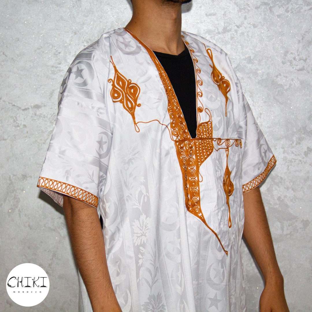 Tuareg Clothing Gandora With Tuareg Scarf , Djellaba Sahraoui, Tuareg