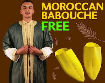 Handmade Moroccan Caftan: Men's Wedding Jabadour with Babouche
