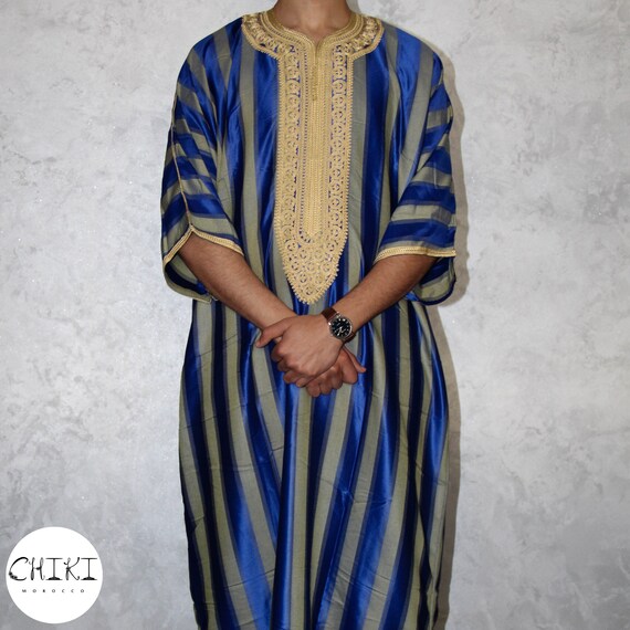 Caftan Marocain Femme Fait Main - Rose - Taille L - En Crêpe - Manches Longues Asymétrique