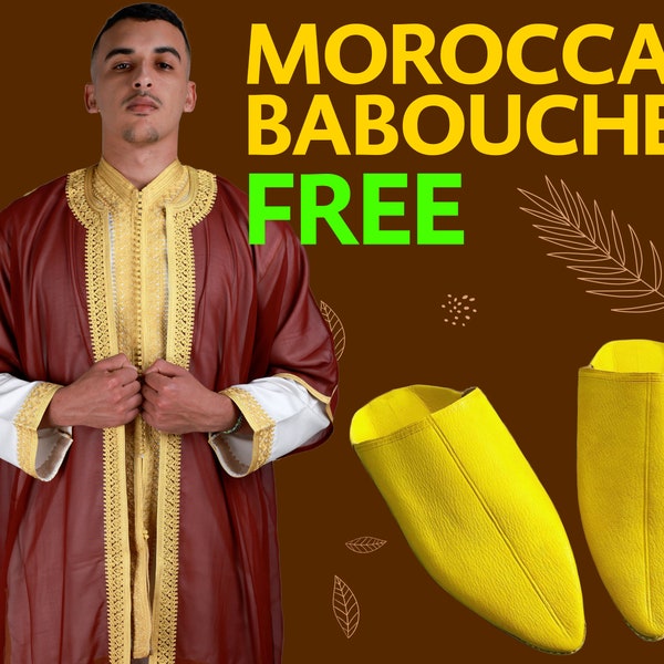 Moroccan Jabadour & FREE Babouche Royal wedding dress for men, Fancy traditional dress 3 pieces, Muslim Nikah dress Caftan Moroccan Jellaba