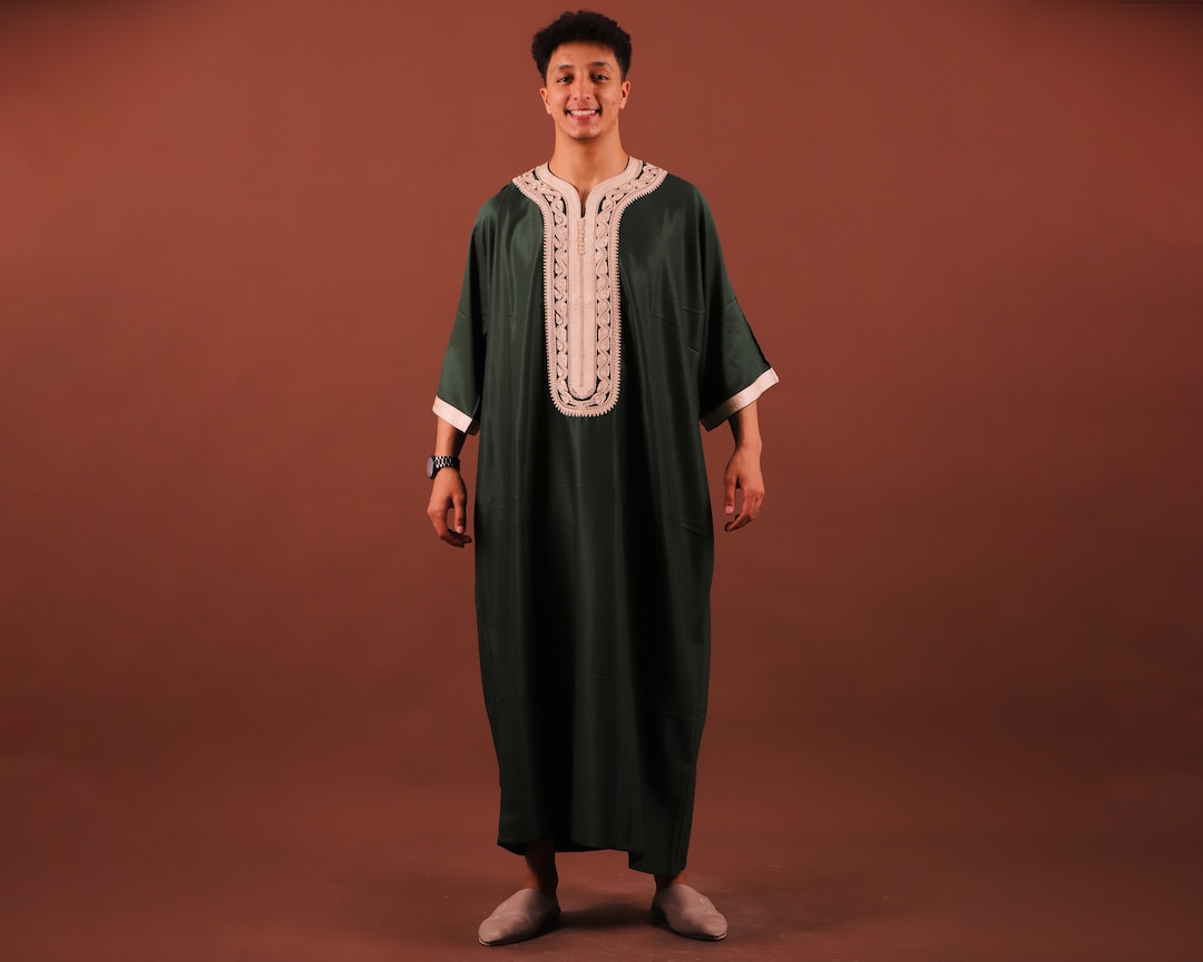 希少品☆モロッコ民族衣装 男性用 カフタンスーツ 礼装用 オフホワイト