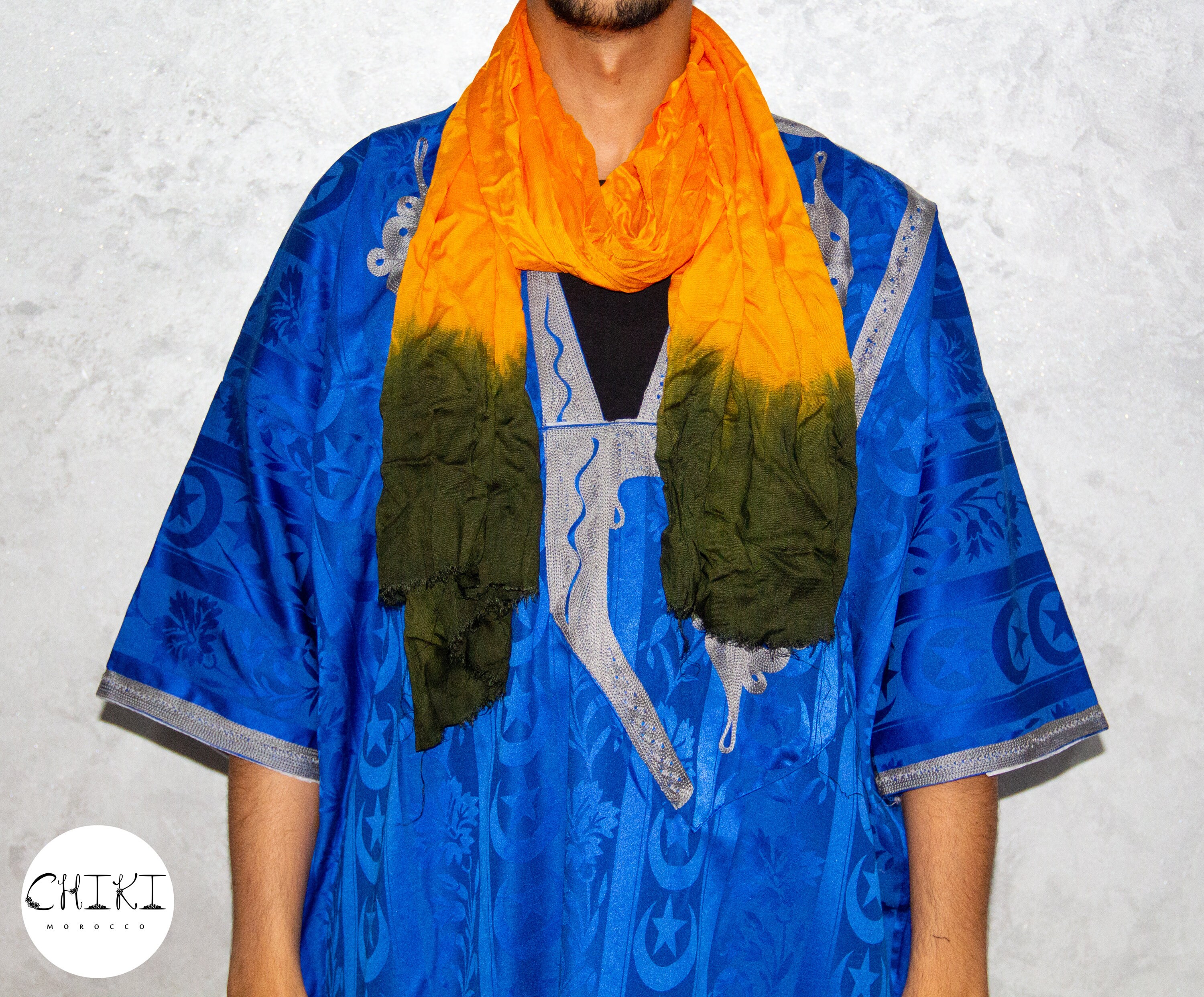 Tuareg Clothing Gandora With Tuareg Scarf , Djellaba Sahraoui, Tuareg